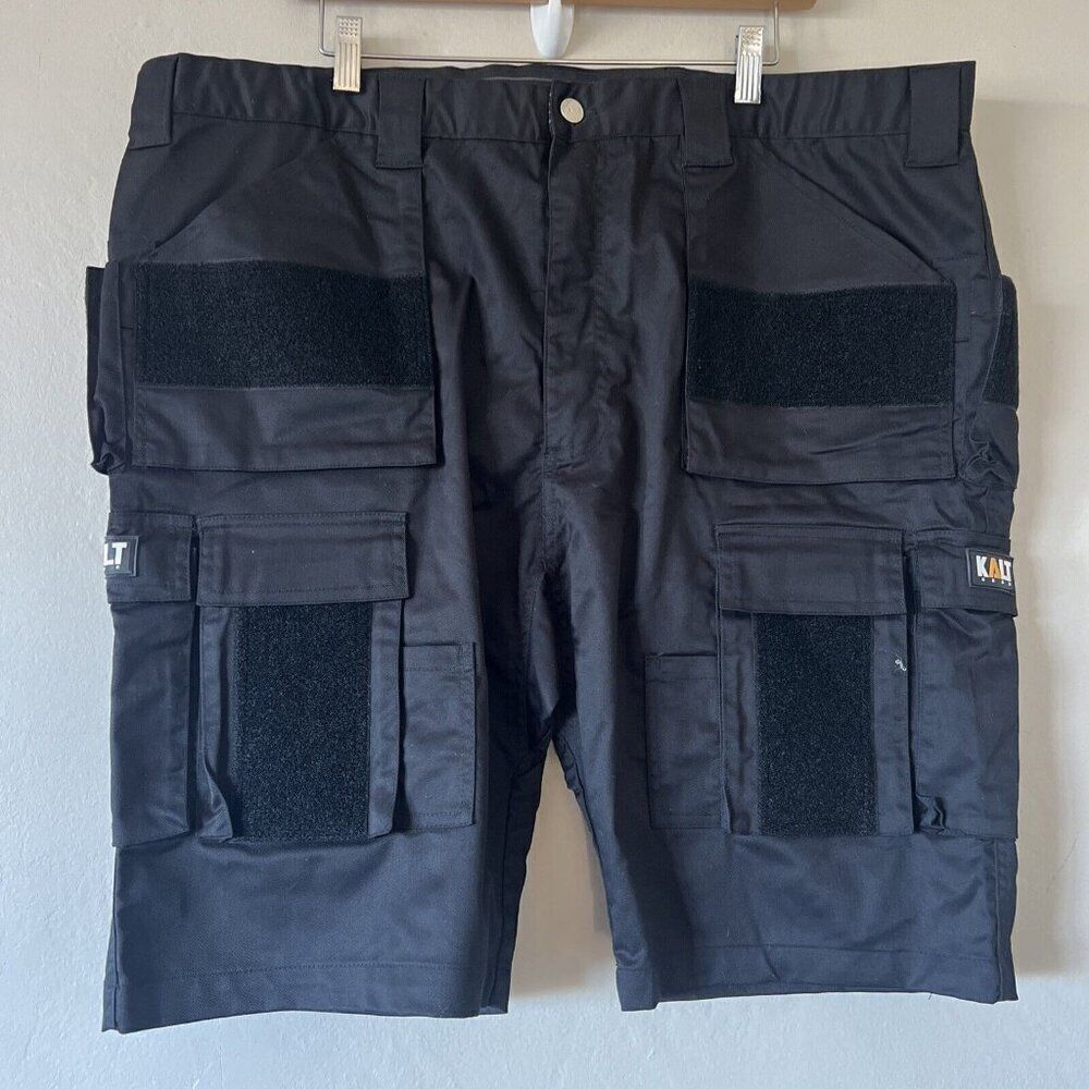 Kalt Gear Workwear Cargo Shorts Black Pockets Waist Size 46 Heavy Duty